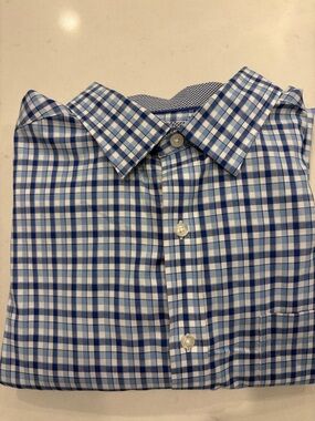 Men's Johnston & Murphy Blue Check Dress Shirt Size XL